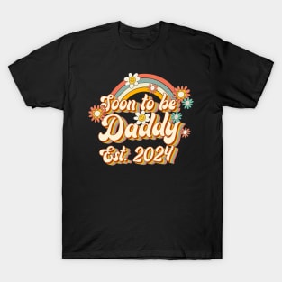 Soon To Be Daddy Est. 2024 Family 60s 70s Hippie Costume T-Shirt